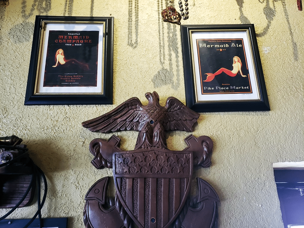 Artifacts & Artwork on the Wall at Gaspar's Grotto in Tampa, FL